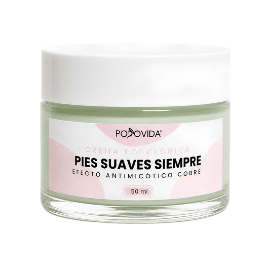 Crema podológica PodoVida Pies Suaves Siempre con efecto antimicótico de cobre, envase de 50 ml